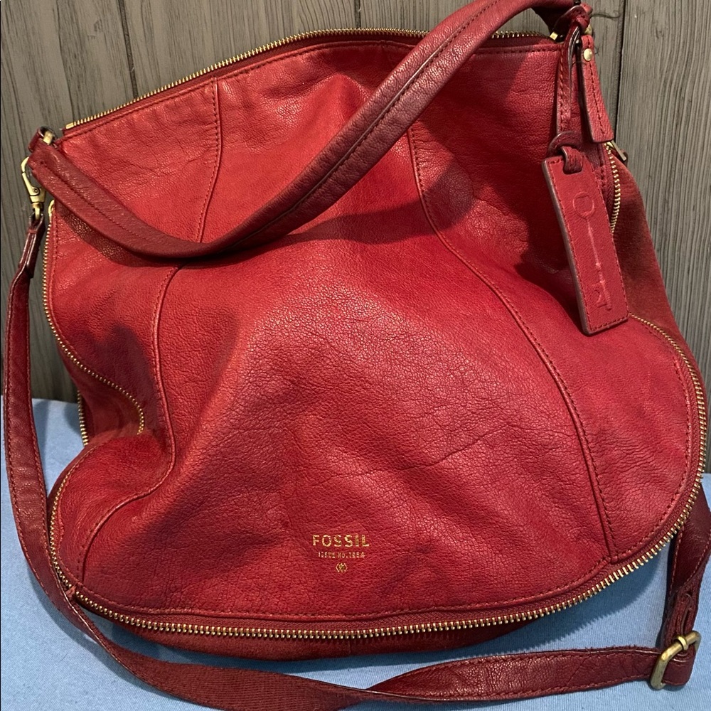 Fossil Red Crossbody Bag. - image 1